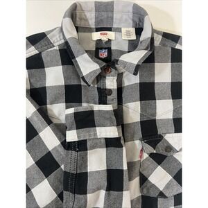Levi's NFL Raiders Colors Flannel Plaid Snap Button Up Long Sleeve Size S, Small